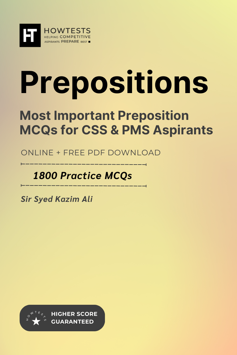 1800 Most Important Preposition MCQs for CSS and PMS Aspirants