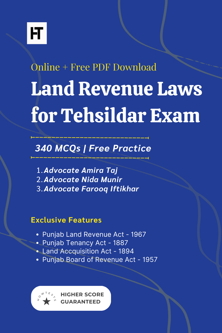 Land Revenue Laws for Tehsildar Exam MCQs